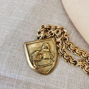 French Kande Vintage Forward 34 Inch Medallion Necklace